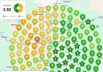 Local Maps ranking grid showing geographic search visibility